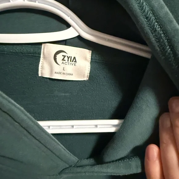 ZYIA Active Deep Green Hoodie PTP 21” L25” - Picture 3 of 4
